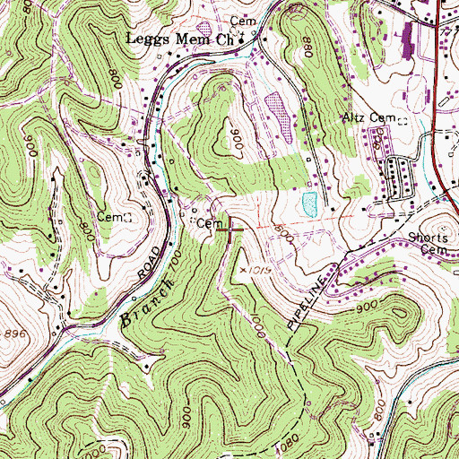 Topographic Map of Jones Cemetery, WV