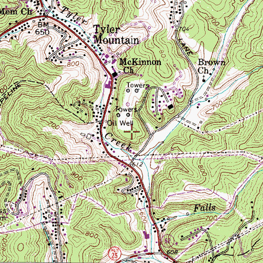 Topographic Map of Martin / Dunlap Cemetery, WV