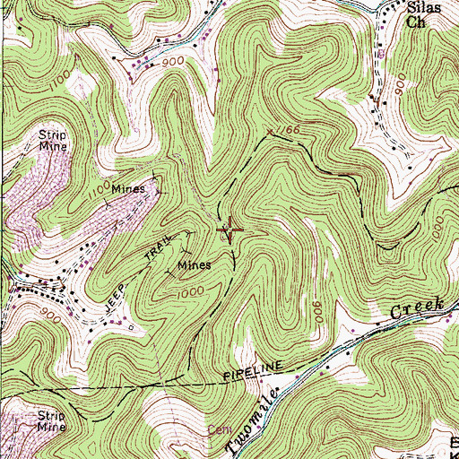 Topographic Map of Monk Cemetery, WV