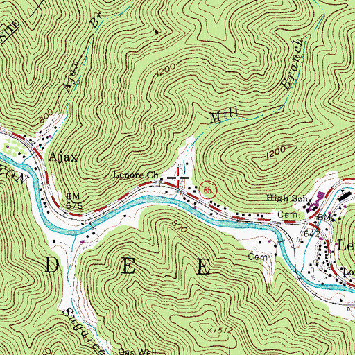 Topographic Map of Ferrell Cemetery, WV