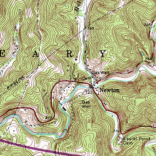 Topographic Map of Newton Cemetery, WV