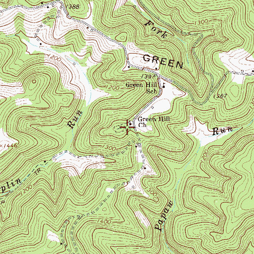 Topographic Map of Green Hill Cemetery, WV