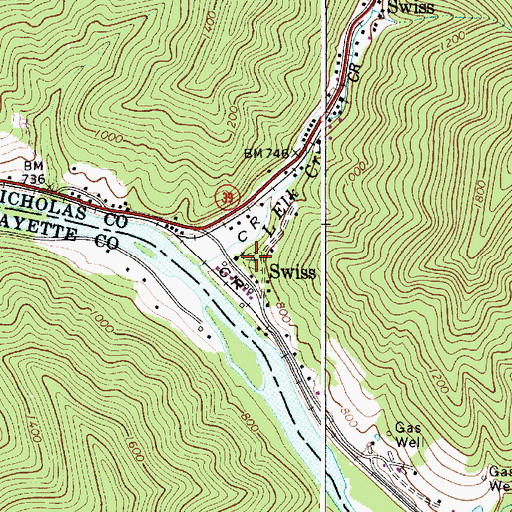 Topographic Map of Simms Cemetery, WV