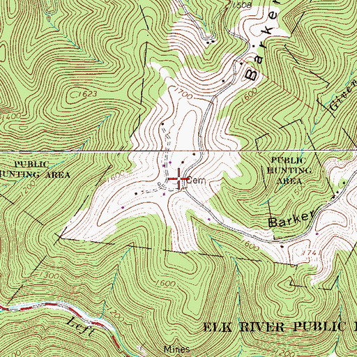 Topographic Map of Baker Ridge Cemetery, WV
