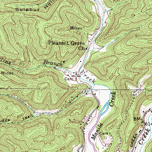 Topographic Map of Cartwright Cemetery, WV