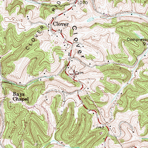 Topographic Map of Coe-Holland Cemetery, WV