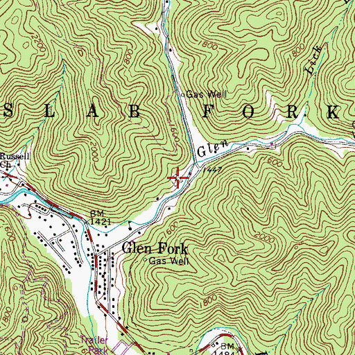 Topographic Map of Glen Fork Cemetery, WV