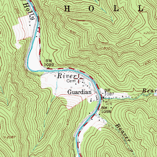 Topographic Map of Hall Cemetery, WV