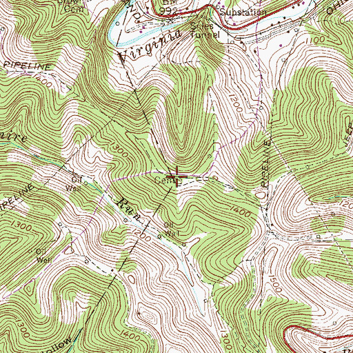 Topographic Map of Stottlemeier Run Cemetery, WV