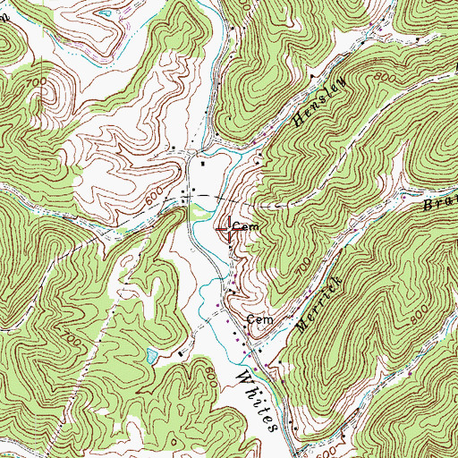 Topographic Map of Ward Cemetery, WV