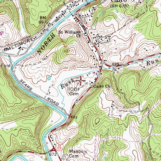 Topographic Map of International Order of Odd Fellows Cemetery, WV