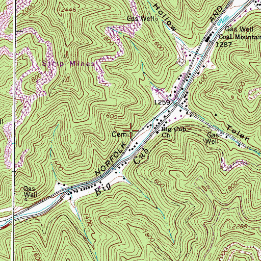 Topographic Map of Milty T Morgan Cemetery, WV