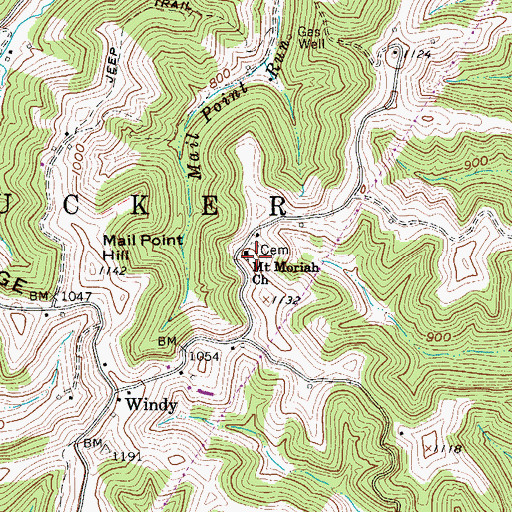Topographic Map of Mount Moriah Cemetery, WV