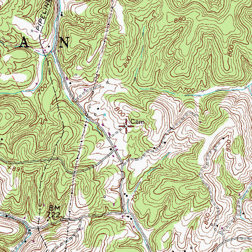 Topographic Map of Templeton Cemetery, WV