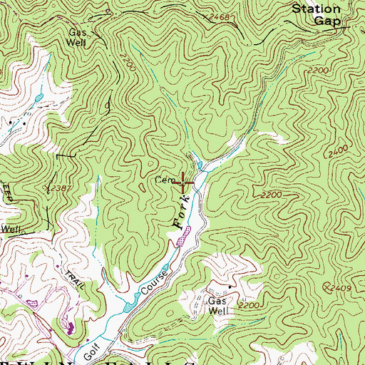 Topographic Map of Tilley-Tolliver Cemetery, WV