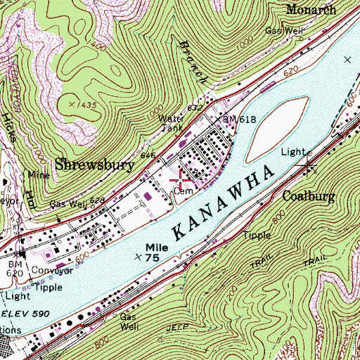 Topographic Map of Lacie-Gray-Morris Cemetery, WV
