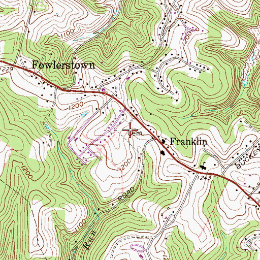 Topographic Map of Franklin Cemetery, WV