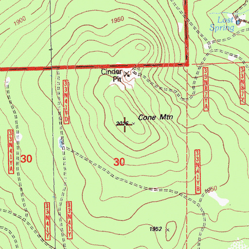 Topographic Map of Cone Mountain, CA