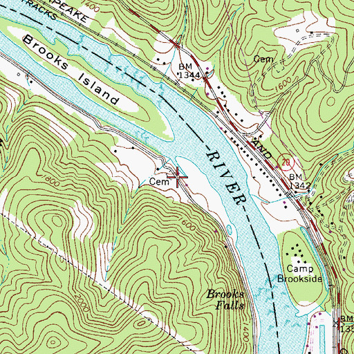 Topographic Map of Meadows Cemetery, WV