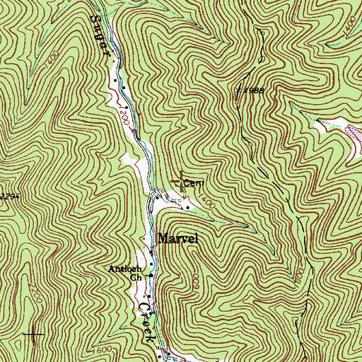 Topographic Map of Sugar Creek Cemetery, WV