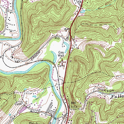 Topographic Map of Bloss Cemetery, WV