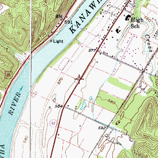 Topographic Map of Buffalo Baptist Church Cemetery, WV