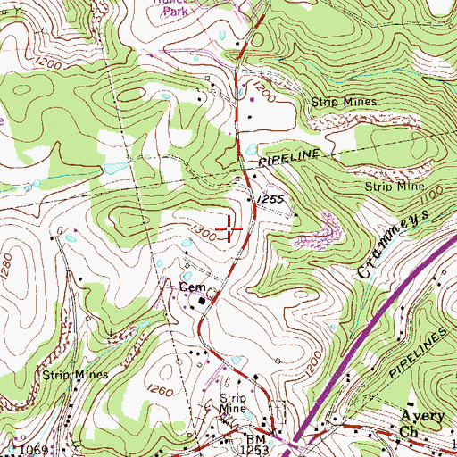 Topographic Map of Fresh Harvest Assembly of God, WV