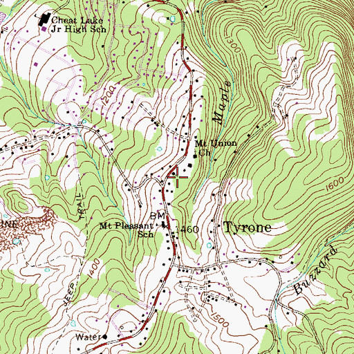 Topographic Map of Cheat Lake Community Church, WV