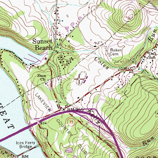 Topographic Map of Chestnut Ridge Church, WV