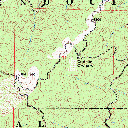 Topographic Map of Conklin Orchard, CA