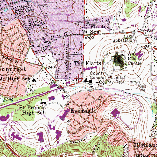 Topographic Map of Suncrest United Methodist Church, WV