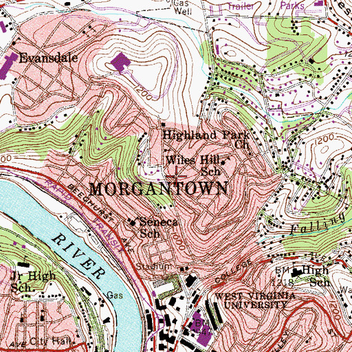 Topographic Map of Morgantown Faith Center, WV