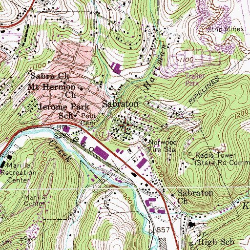 Topographic Map of First Apostlic Church, WV