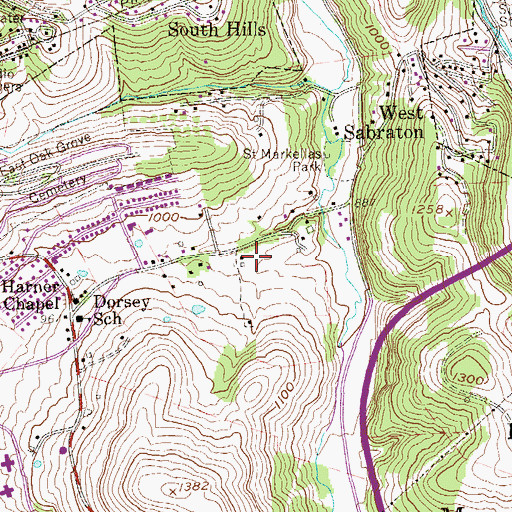 Topographic Map of Harvest Church of God, WV