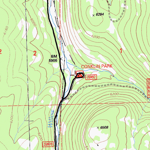 Topographic Map of Conklin Park Campground, CA