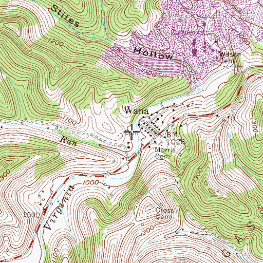 Topographic Map of Grace Fellowship Southern Baptist Church, WV