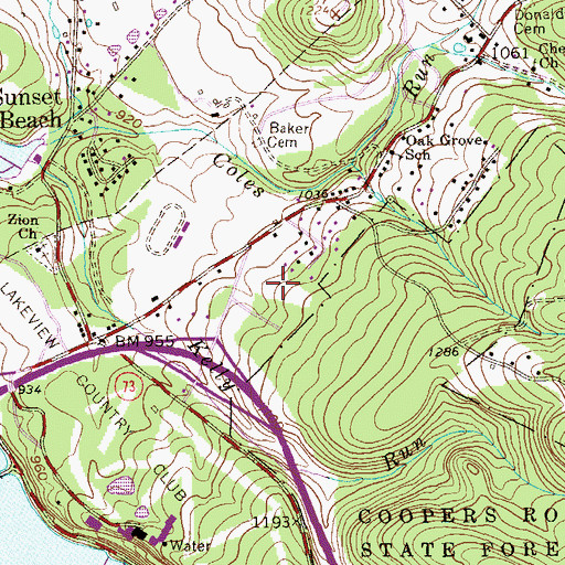 Topographic Map of Saint Lukes Catholic Church, WV