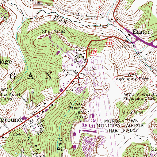 Topographic Map of Woodland United Methodist Church, WV