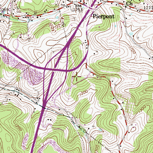 Topographic Map of Pierpont Church of the Nazarene, WV