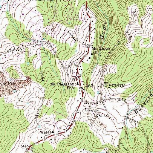 Topographic Map of Tyrone United Methodist Church, WV