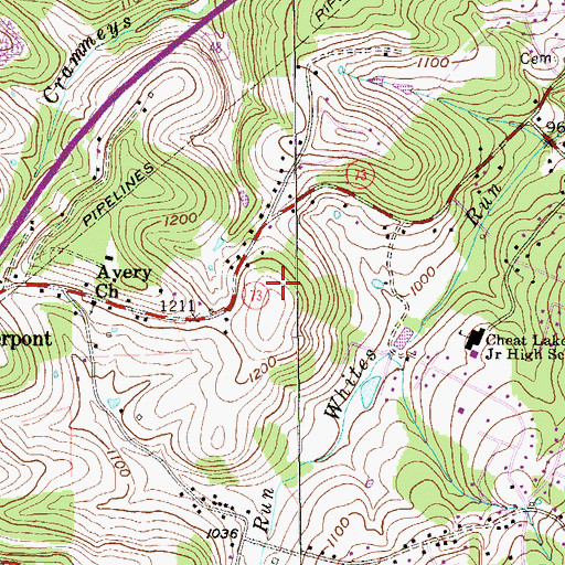 Topographic Map of Avery Chapel United Methodist Church, WV