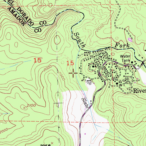 Topographic Map of River Pines Census Designated Place, CA