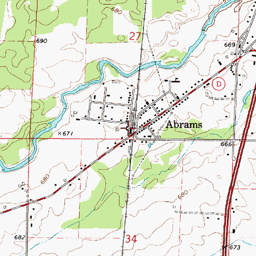 Topographic Map of Abrams Census Designated Place, WI