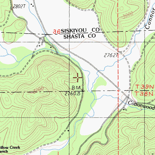 Topographic Map of Connor Creek, CA