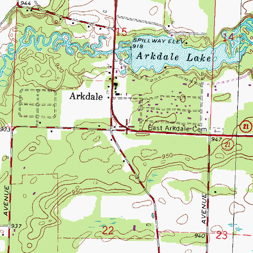 Topographic Map of Arkdale Census Designated Place, WI