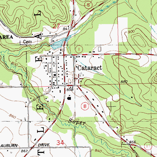Topographic Map of Cataract Census Designated Place, WI