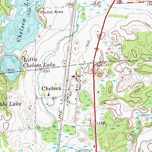 Topographic Map of Chelsea Census Designated Place, WI