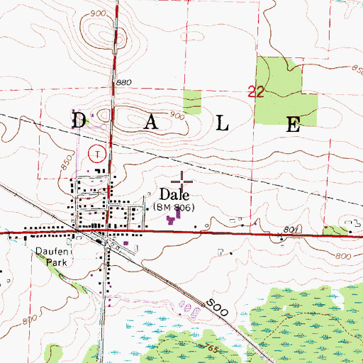 Topographic Map of Dale Census Designated Place, WI