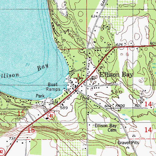 Topographic Map of Ellison Bay Census Designated Place, WI