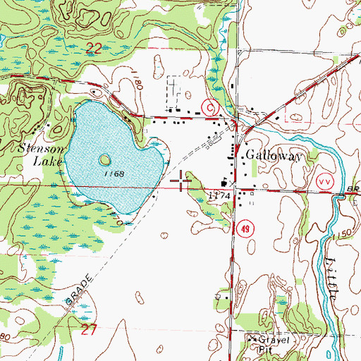 Topographic Map of Galloway Census Designated Place, WI